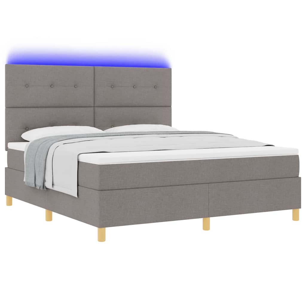 LED Κρεβάτι με βάθρο με στρώμα Taupe 180 x 200 cm ύφασμα - Pakobazaar