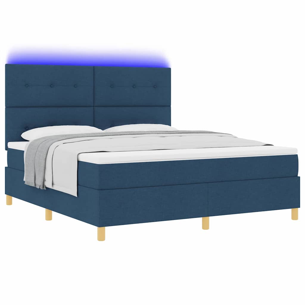 LED Κρεβάτι με βάθρο με κεφαλάρι Μπλε 180 x 200 cm ύφασμα - Pakobazaar