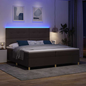 LED Κρεβάτι με βάθρο Σκούρο Καφέ 200 x 200 cm ύφασμα - Pakobazaar