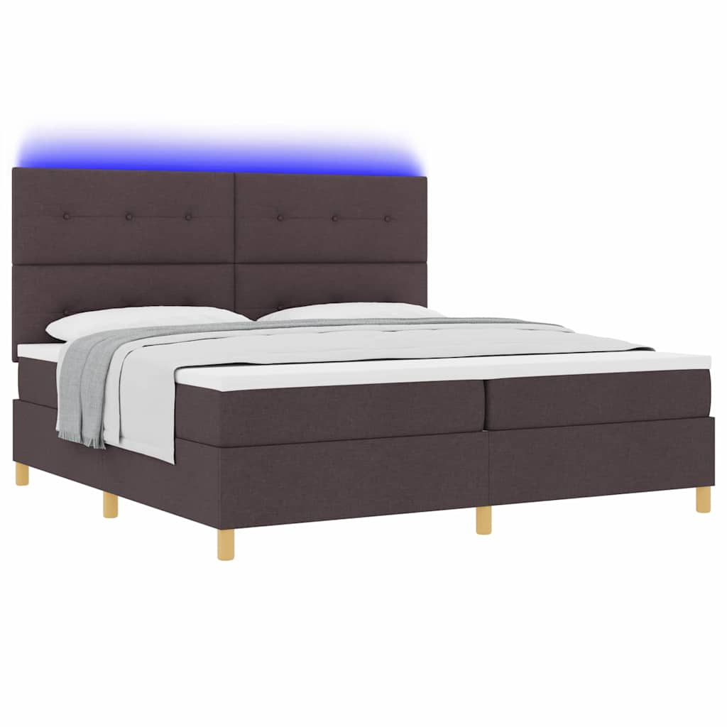 LED Κρεβάτι με βάθρο Σκούρο Καφέ 200 x 200 cm ύφασμα - Pakobazaar
