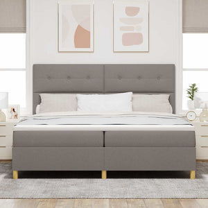 LED Κρεβάτι με βάθρο με κεφαλάρι Taupe 200 x 200 cm ύφασμα - Pakobazaar