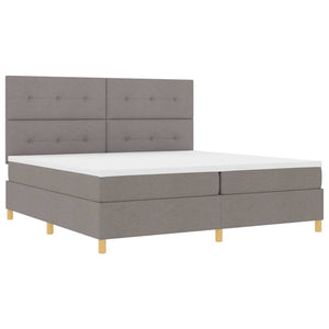 LED Κρεβάτι με βάθρο με κεφαλάρι Taupe 200 x 200 cm ύφασμα - Pakobazaar