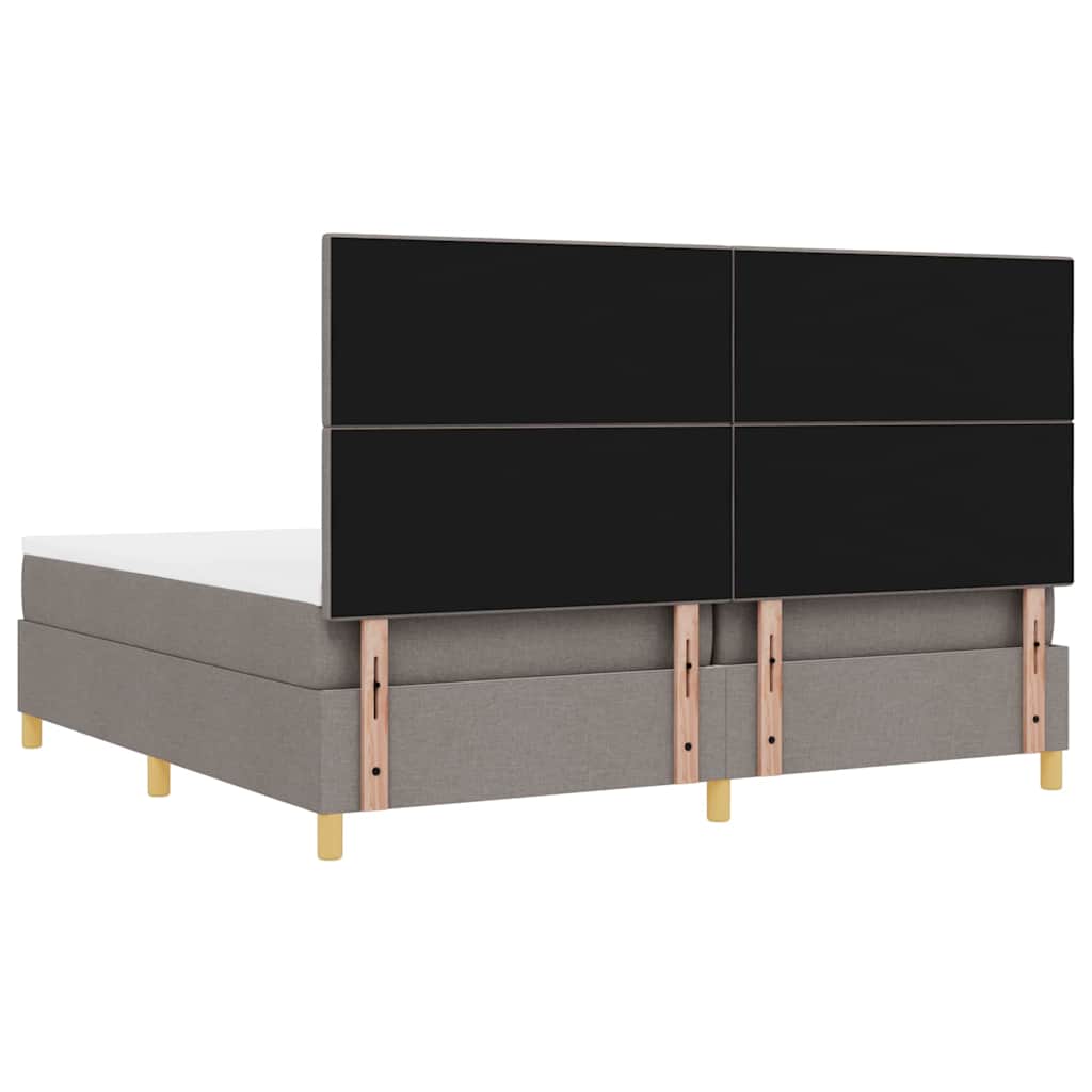 LED Κρεβάτι με βάθρο με κεφαλάρι Taupe 200 x 200 cm ύφασμα - Pakobazaar