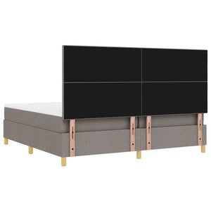 LED Κρεβάτι με βάθρο με κεφαλάρι Taupe 200 x 200 cm ύφασμα - Pakobazaar