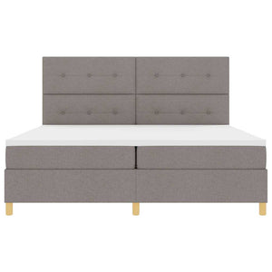 LED Κρεβάτι με βάθρο με κεφαλάρι Taupe 200 x 200 cm ύφασμα - Pakobazaar