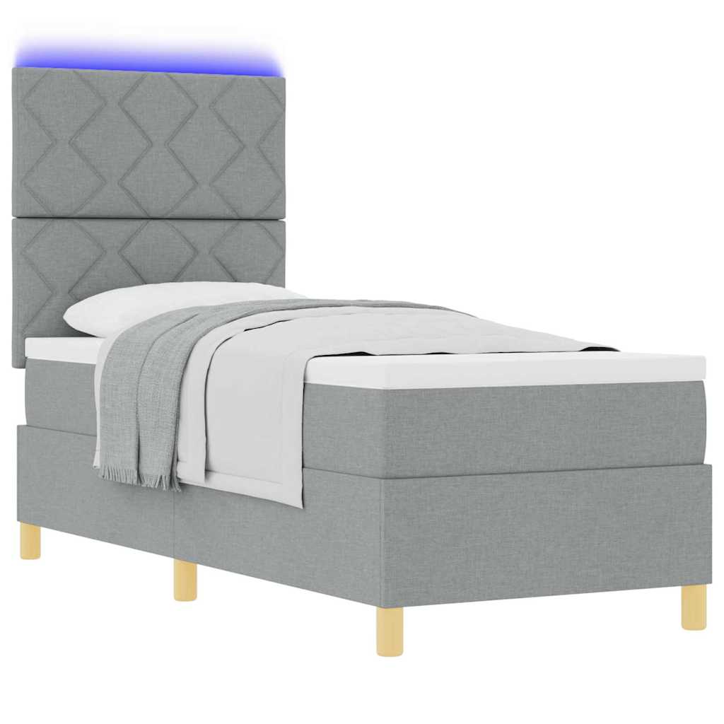 LED Κρεβάτι με βάθρο με στρώμα Ανοιχτό γκρι 80 x 200 cm ύφασμα - Pakobazaar