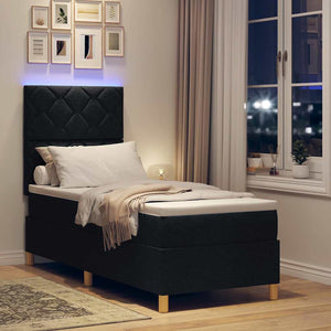 LED Κρεβάτι με βάθρο με κεφαλάρι Μαύρο 80 x 200 cm ύφασμα - Pakobazaar