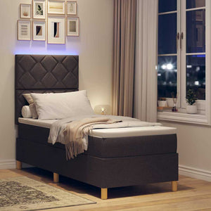 LED Κρεβάτι με βάθρο με κεφαλάρι Σκούρο Καφέ 80 x 200 cm ύφασμα - Pakobazaar