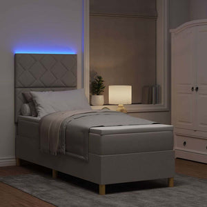LED Κρεβάτι με βάθρο με κεφαλάρι Taupe 80 x 200 cm ύφασμα