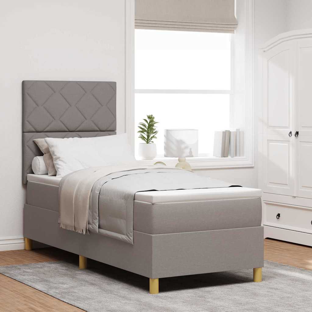 LED Κρεβάτι με βάθρο με κεφαλάρι Taupe 80 x 200 cm ύφασμα