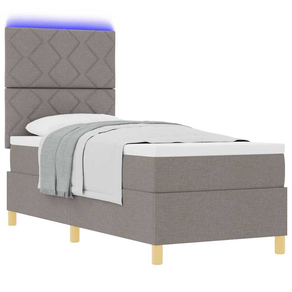 LED Κρεβάτι με βάθρο με κεφαλάρι Taupe 80 x 200 cm ύφασμα
