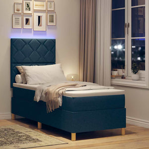 LED Κρεβάτι με βάθρο με κεφαλάρι Μπλε 80 x 200 cm ύφασμα - Pakobazaar