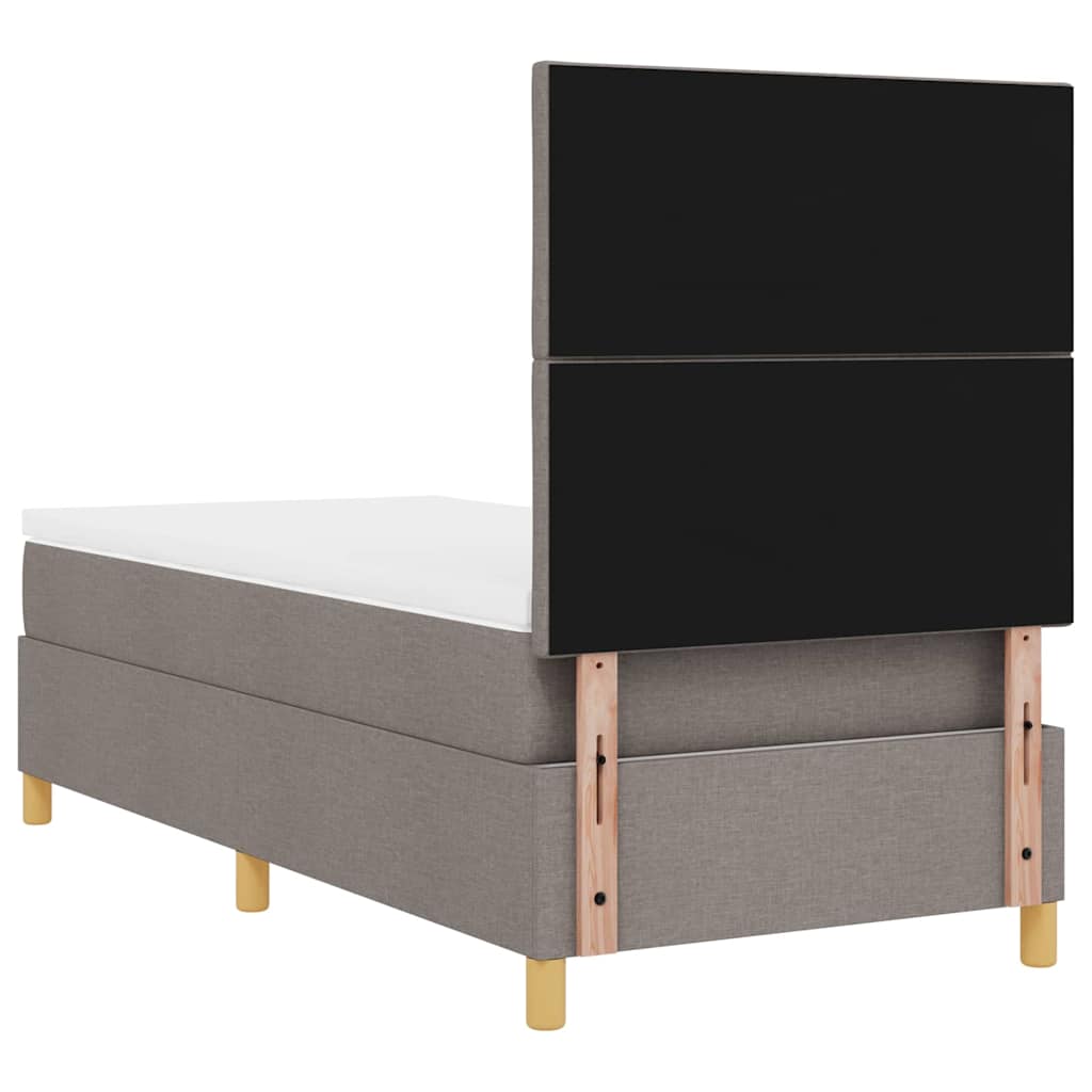 LED Κρεβάτι με βάθρο με κεφαλάρι Taupe 90 x 190 cm ύφασμα - Pakobazaar
