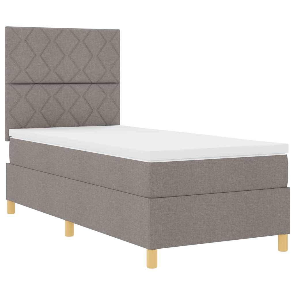 LED Κρεβάτι με βάθρο με κεφαλάρι Taupe 90 x 200 cm ύφασμα - Pakobazaar