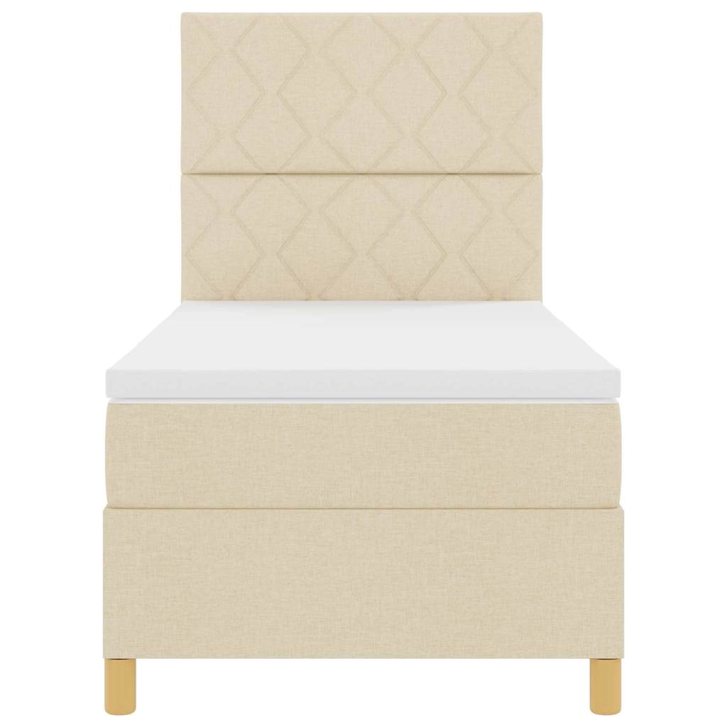 LED Κρεβάτι με βάθρο με στρώμα Κρεμ 100 x 200 cm ύφασμα - Pakobazaar