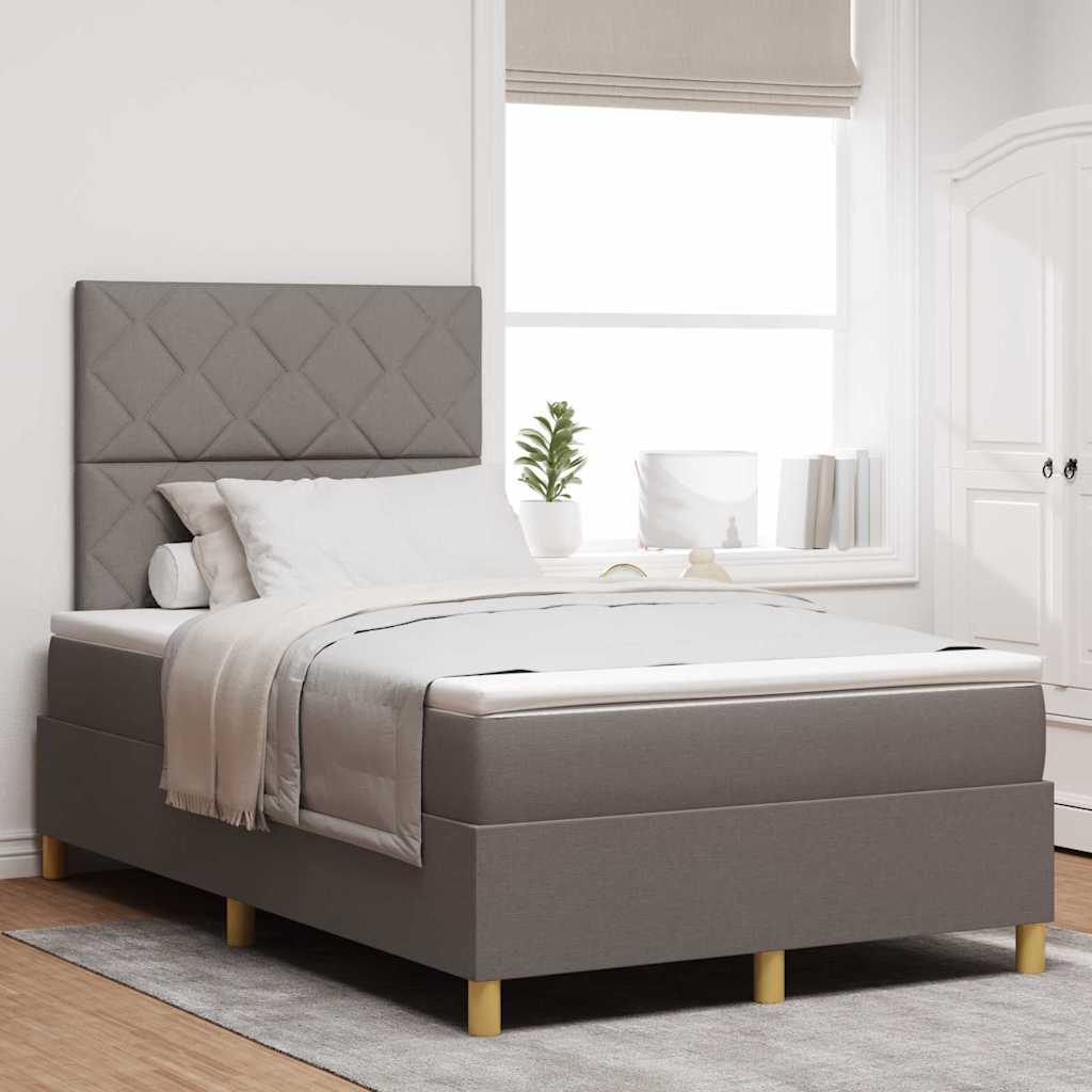 LED Κρεβάτι με βάθρο με στρώμα Taupe 120 x 190 cm ύφασμα - Pakobazaar