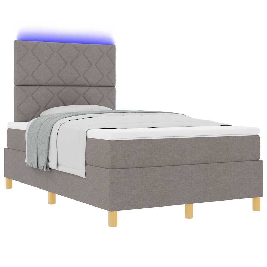 LED Κρεβάτι με βάθρο με στρώμα Taupe 120 x 190 cm ύφασμα - Pakobazaar