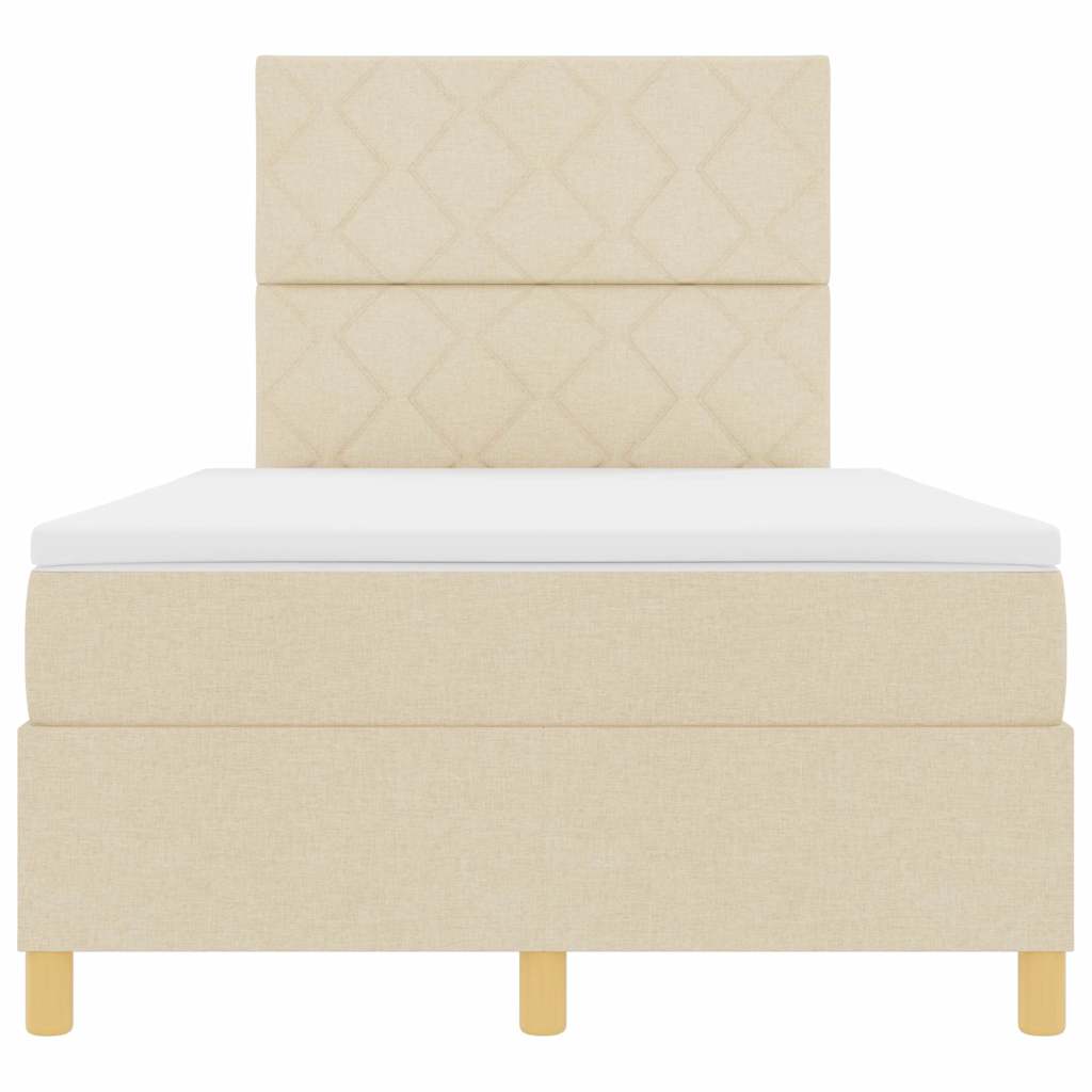 LED Κρεβάτι με βάθρο με στρώμα Κρεμ 120 x 190 cm ύφασμα - Pakobazaar