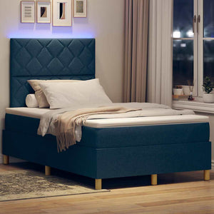 LED Κρεβάτι με βάθρο με στρώμα Μπλε 120 x 190 cm ύφασμα - Pakobazaar