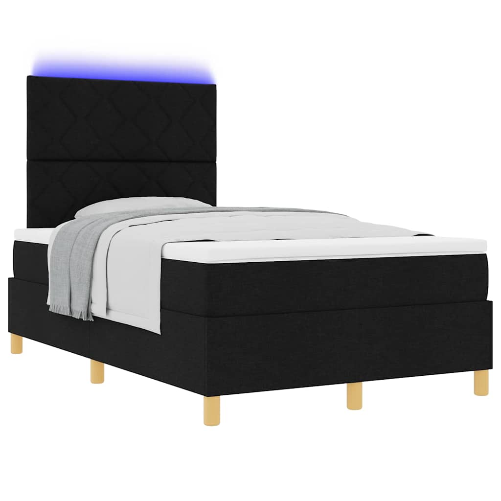 LED Κρεβάτι με βάθρο με στρώμα Μαύρο 120 x 200 cm ύφασμα - Pakobazaar