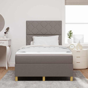 LED Κρεβάτι με βάθρο με κεφαλάρι Taupe 120 x 200 cm ύφασμα - Pakobazaar