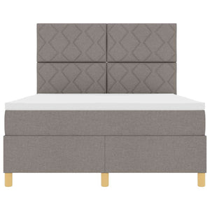 LED Κρεβάτι με βάθρο με κεφαλάρι Taupe 140 x 190 cm ύφασμα - Pakobazaar