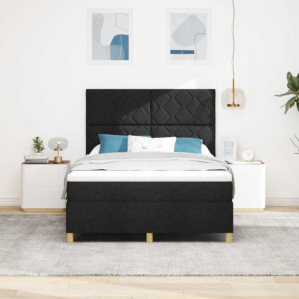 LED Κρεβάτι με βάθρο με κεφαλάρι Μαύρο 160 x 200 cm ύφασμα - Pakobazaar