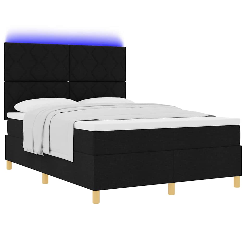 LED Κρεβάτι με βάθρο με κεφαλάρι Μαύρο 160 x 200 cm ύφασμα - Pakobazaar