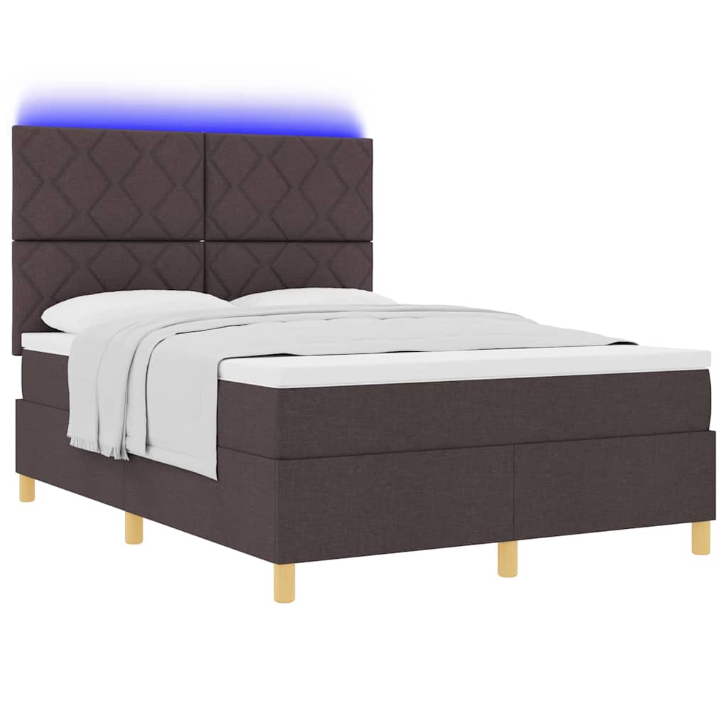 LED Κρεβάτι με βάθρο Σκούρο Καφέ 160 x 200 cm ύφασμα - Pakobazaar