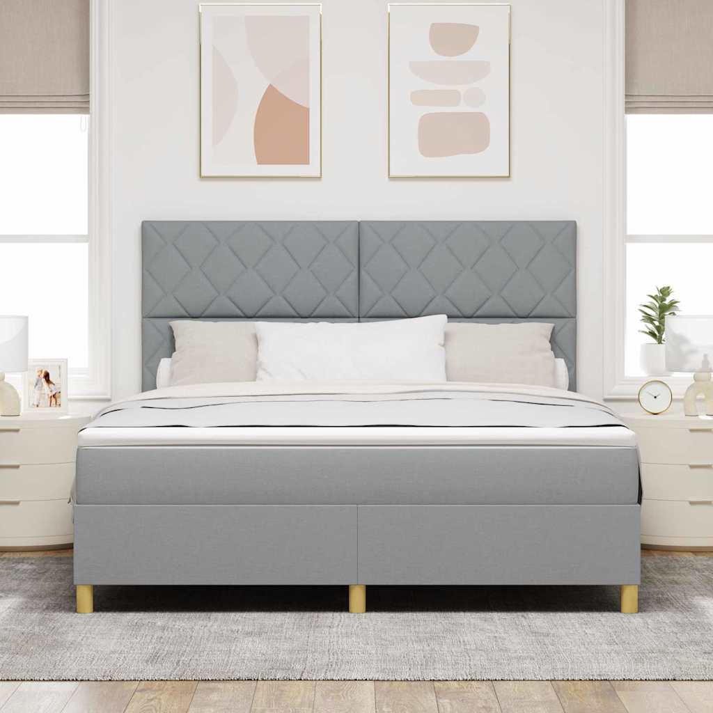 LED Κρεβάτι με βάθρο Ανοιχτό γκρι 180 x 200 cm ύφασμα - Pakobazaar