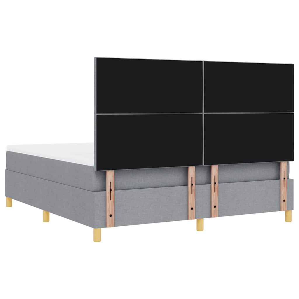 LED Κρεβάτι με βάθρο Ανοιχτό γκρι 180 x 200 cm ύφασμα - Pakobazaar