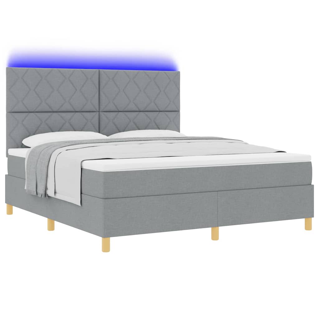 LED Κρεβάτι με βάθρο Ανοιχτό γκρι 180 x 200 cm ύφασμα - Pakobazaar