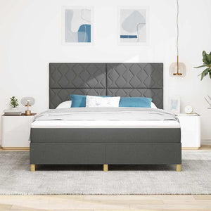 LED Κρεβάτι με βάθρο Σκούρο Γκρι 180 x 200 cm ύφασμα - Pakobazaar