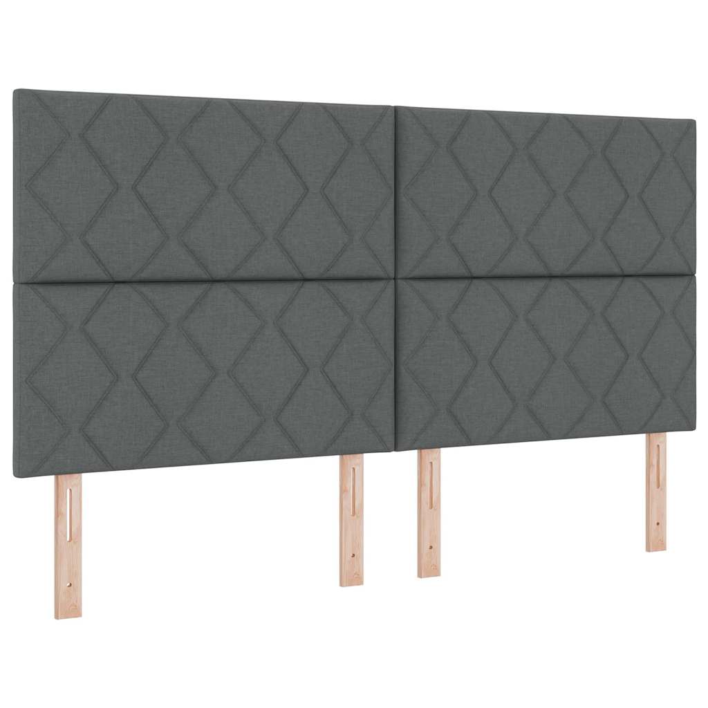 LED Κρεβάτι με βάθρο Σκούρο Γκρι 180 x 200 cm ύφασμα - Pakobazaar