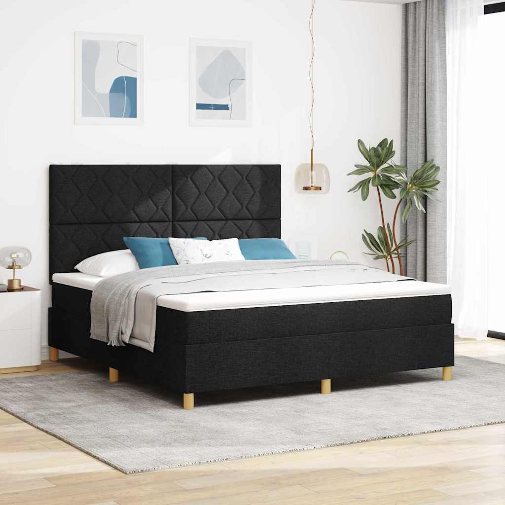 LED Κρεβάτι με βάθρο με κεφαλάρι Μαύρο 180 x 200 cm ύφασμα - Pakobazaar