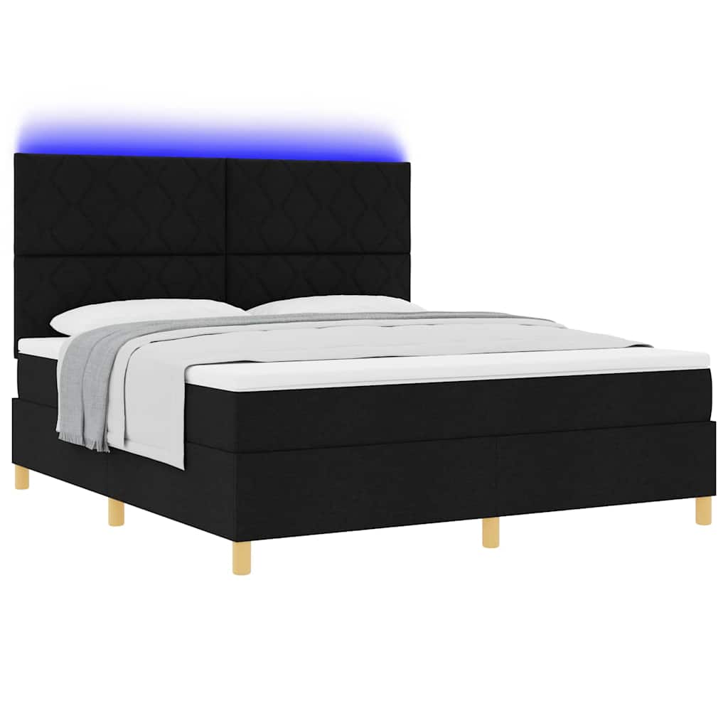 LED Κρεβάτι με βάθρο με κεφαλάρι Μαύρο 180 x 200 cm ύφασμα - Pakobazaar