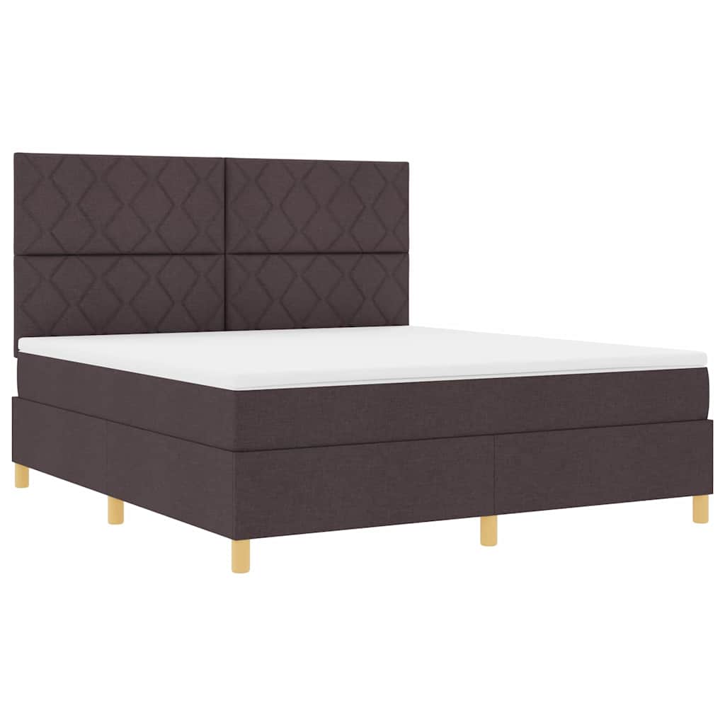 LED Κρεβάτι με βάθρο Σκούρο Καφέ 180 x 200 cm ύφασμα - Pakobazaar