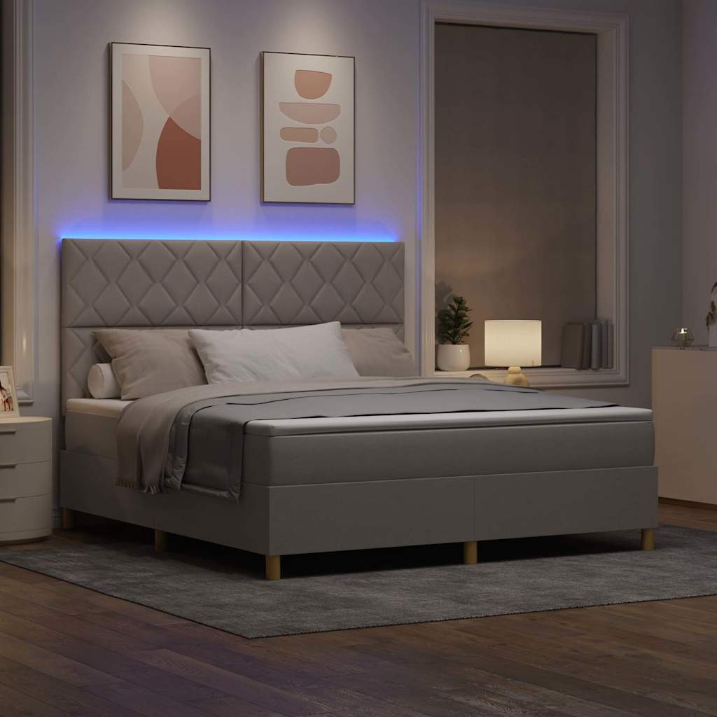 LED Κρεβάτι με βάθρο με κεφαλάρι Taupe 180 x 200 cm ύφασμα - Pakobazaar