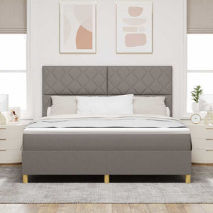 LED Κρεβάτι με βάθρο με κεφαλάρι Taupe 180 x 200 cm ύφασμα - Pakobazaar