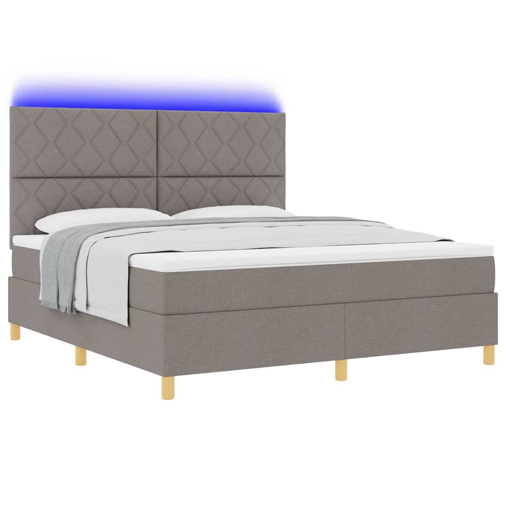 LED Κρεβάτι με βάθρο με κεφαλάρι Taupe 180 x 200 cm ύφασμα - Pakobazaar