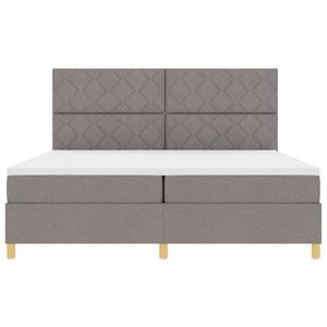 LED Κρεβάτι με βάθρο με κεφαλάρι Taupe 200 x 200 cm ύφασμα - Pakobazaar