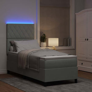 LED Κρεβάτι με βάθρο με στρώμα Ανοιχτό γκρι 80 x 200 cm ύφασμα - Pakobazaar