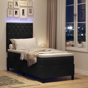 LED Κρεβάτι με βάθρο με στρώμα Μαύρο 80 x 200 cm Βελούδο - Pakobazaar
