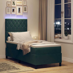 LED Κρεβάτι με βάθρο Σκούρο Πράσινο 80 x 200 cm ύφασμα - Pakobazaar