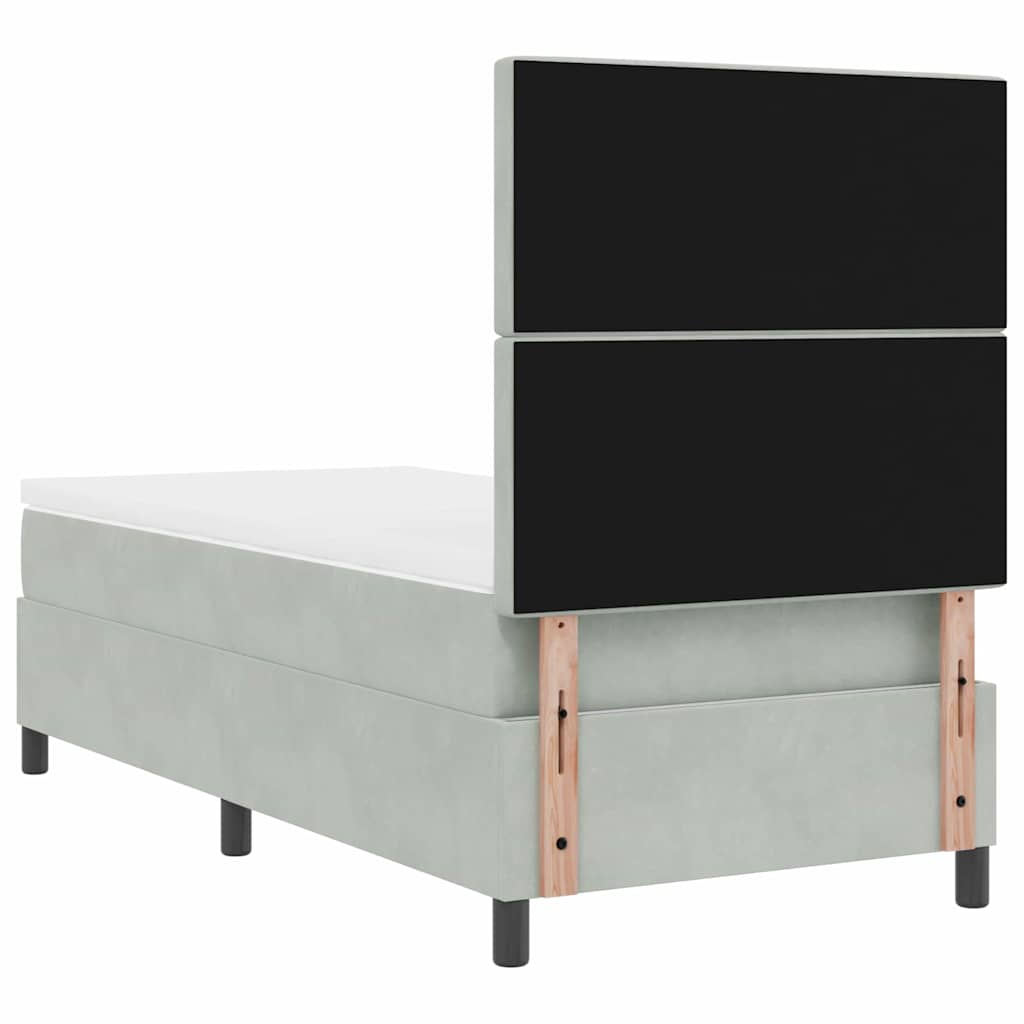 LED Κρεβάτι με βάθρο με στρώμα Ανοιχτό γκρι 90 x 190 cm ύφασμα - Pakobazaar