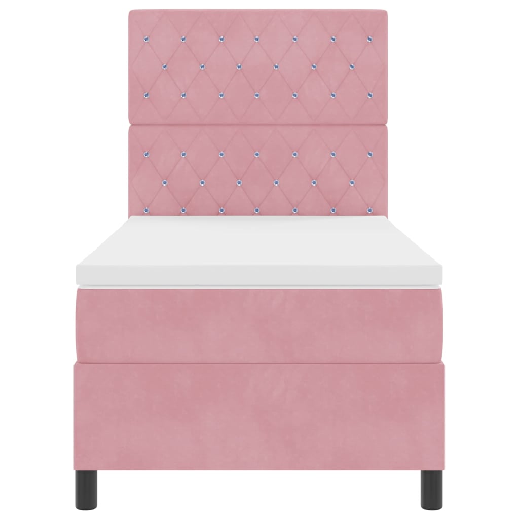 LED Κρεβάτι με βάθρο με στρώμα Ροζ 90 x 190 cm ύφασμα - Pakobazaar