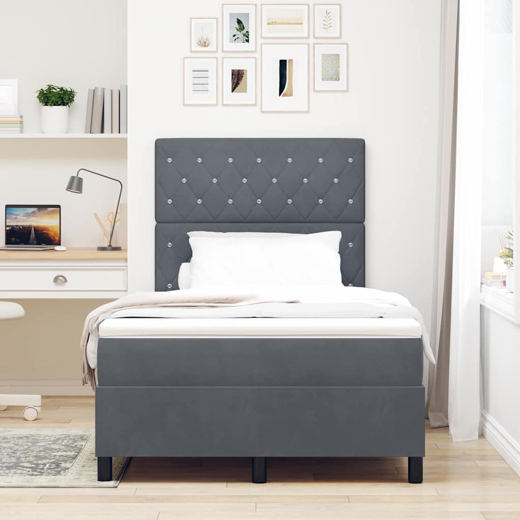 LED Κρεβάτι με βάθρο με στρώμα Σκούρο Γκρι 120 x 190 cm Βελούδο - Pakobazaar