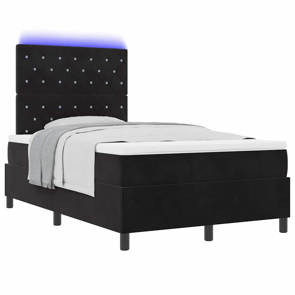 LED Κρεβάτι με βάθρο με στρώμα Μαύρο 120 x 190 cm Βελούδο - Pakobazaar
