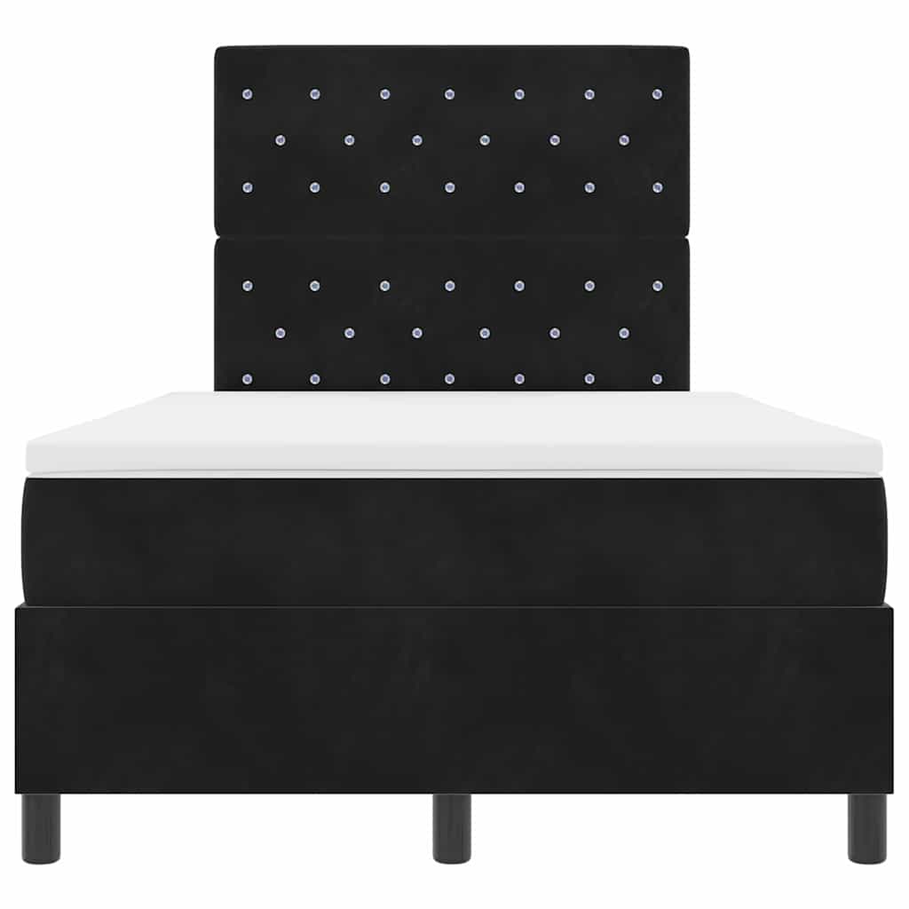 LED Κρεβάτι με βάθρο με στρώμα Μαύρο 120 x 200 cm Βελούδο - Pakobazaar
