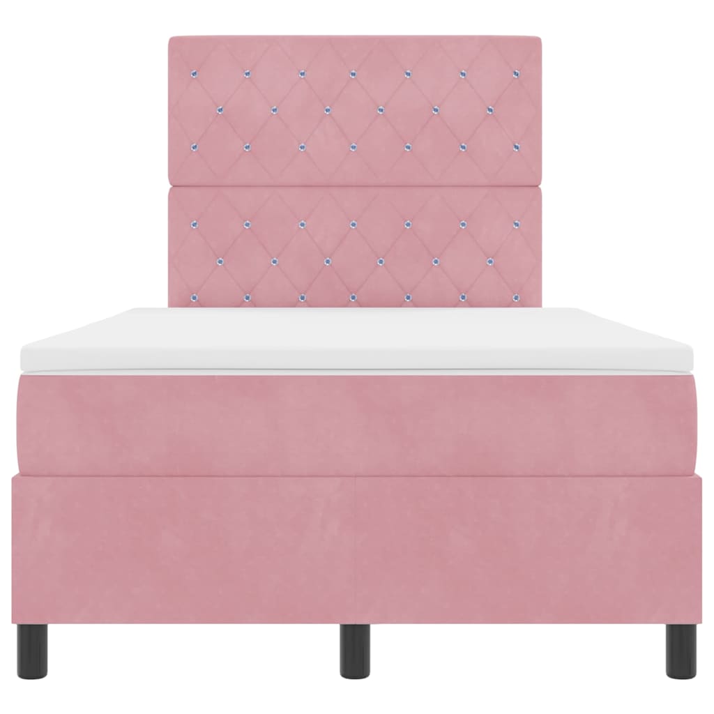 LED Κρεβάτι με βάθρο με στρώμα Ροζ 120 x 200 cm ύφασμα - Pakobazaar